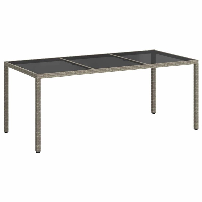 vidaXL Τραπέζι Κήπου Γκρι 190x90x75 εκ. Ψημένο Γυαλί/Συνθετικό Ρατάν