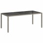 vidaXL Τραπέζι Κήπου Γκρι 190x90x75 εκ. Ψημένο Γυαλί/Συνθετικό Ρατάν