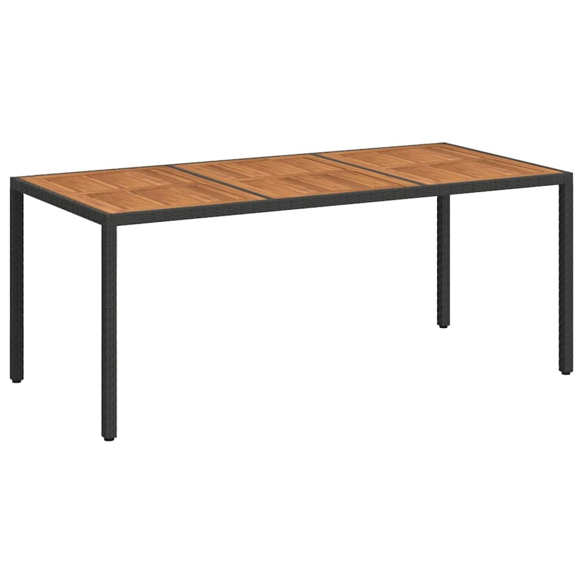 vidaXL Τραπέζι Κήπου Μαύρο190x90x75 εκ. Συνθετικό Ρατάν/Ξύλο Ακακίας