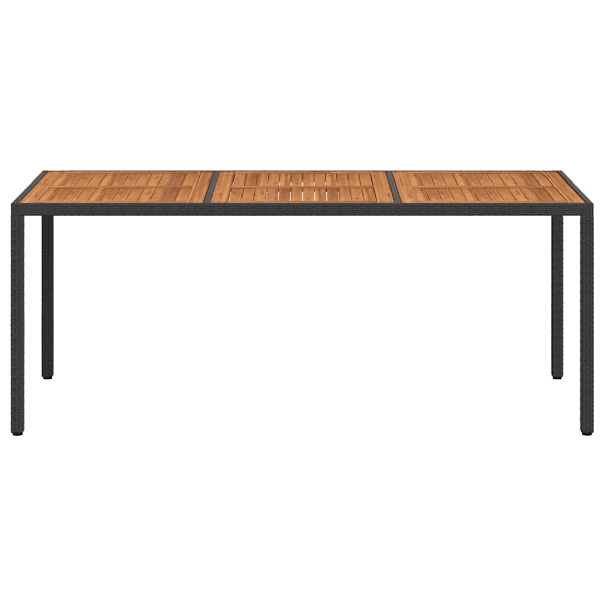 vidaXL Τραπέζι Κήπου Μαύρο190x90x75 εκ. Συνθετικό Ρατάν/Ξύλο Ακακίας