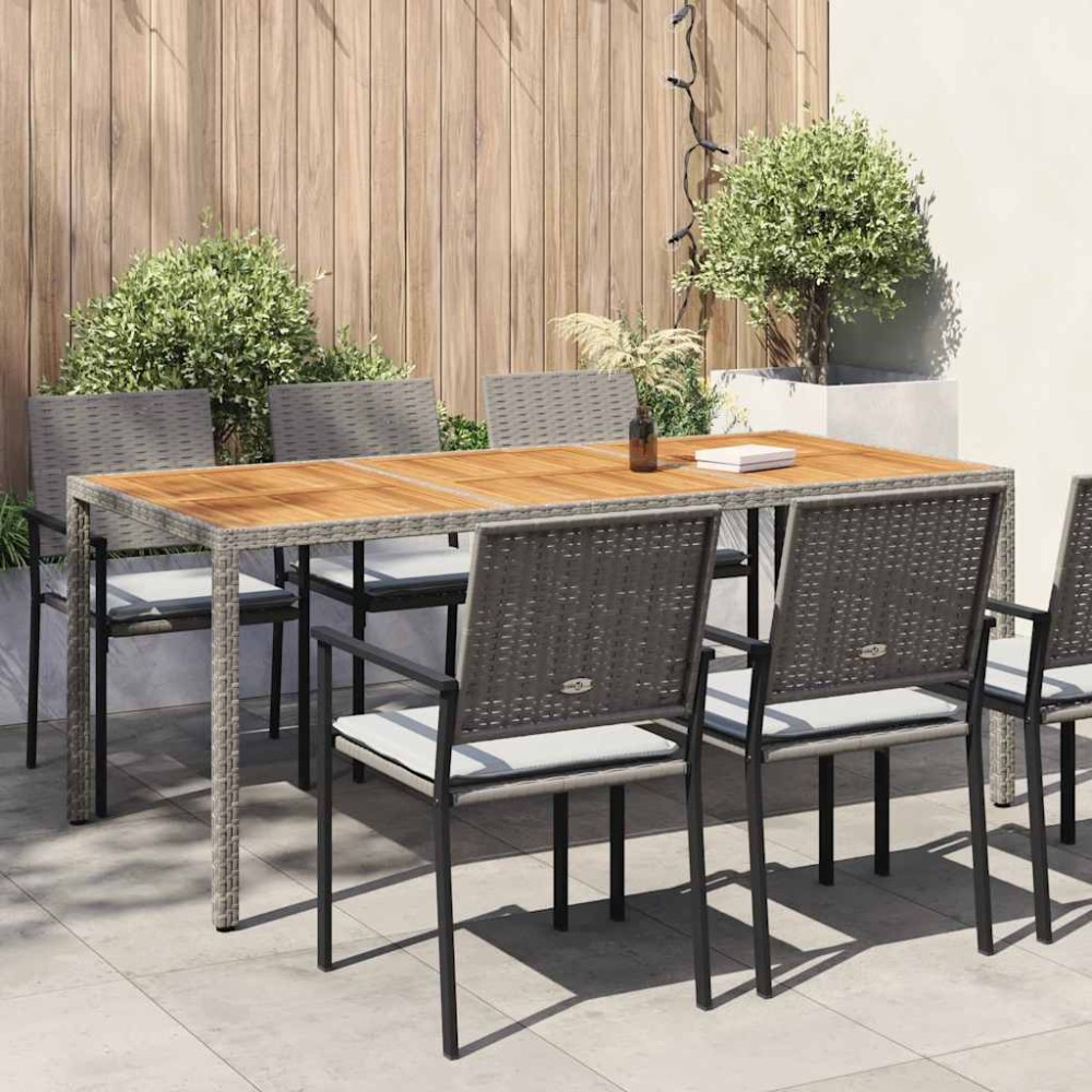 vidaXL Τραπέζι Κήπου Γκρι 190x90x75 εκ. Συνθετικό Ρατάν / Ξύλο Ακακίας