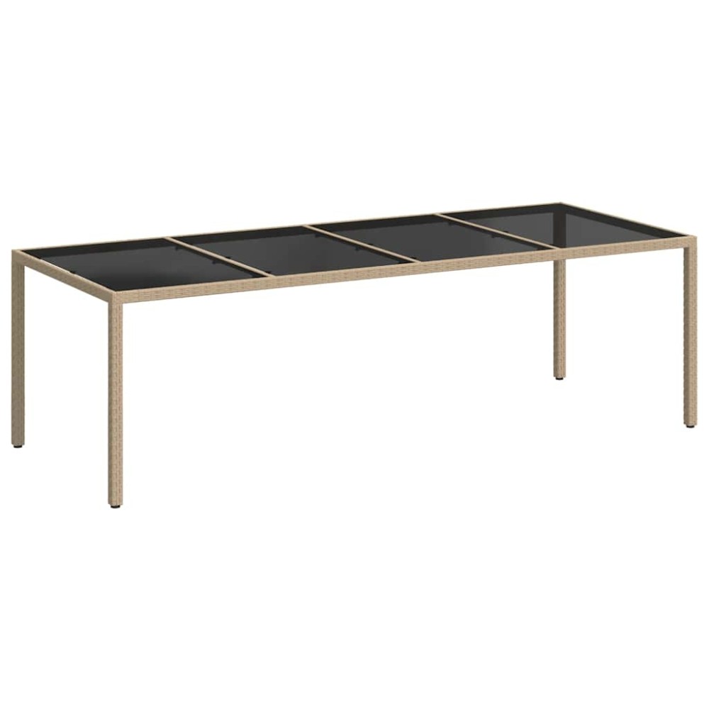 vidaXL Τραπέζι Κήπου Μπεζ 250x100x75 εκ. Ψημένο Γυαλί/Συνθετικό Ρατάν