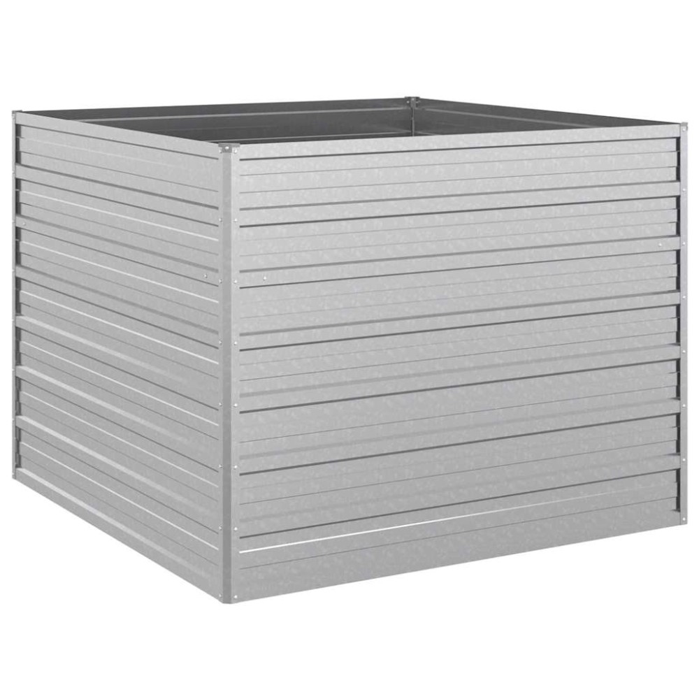 vidaXL Ζαρντινιέρα Υπερυψωμένη Ασημί 100x100x77 εκ. Γαλβανισμ. Χάλυβας