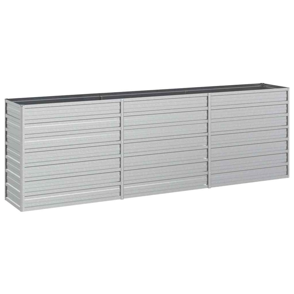 vidaXL Ζαρντινιέρα Υπερυψωμένη Ασημί 240x40x77 εκ. Γαλβανισμ. Χάλυβας