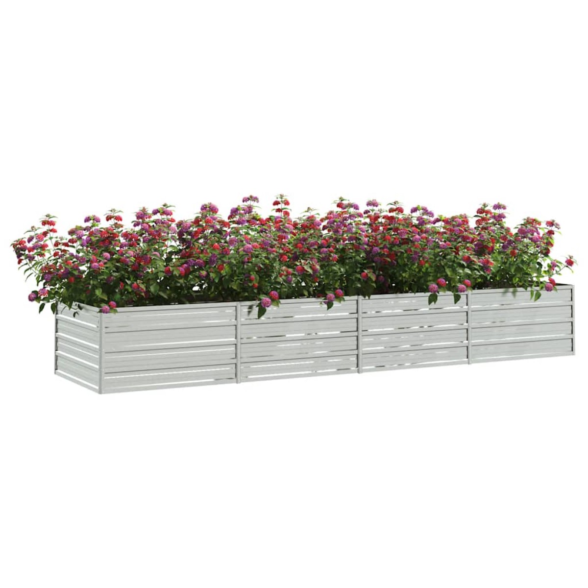 vidaXL Ζαρντινιέρα Υπερυψωμένη Ασημί 320x80x45 εκ. Γαλβανισμ. Χάλυβας
