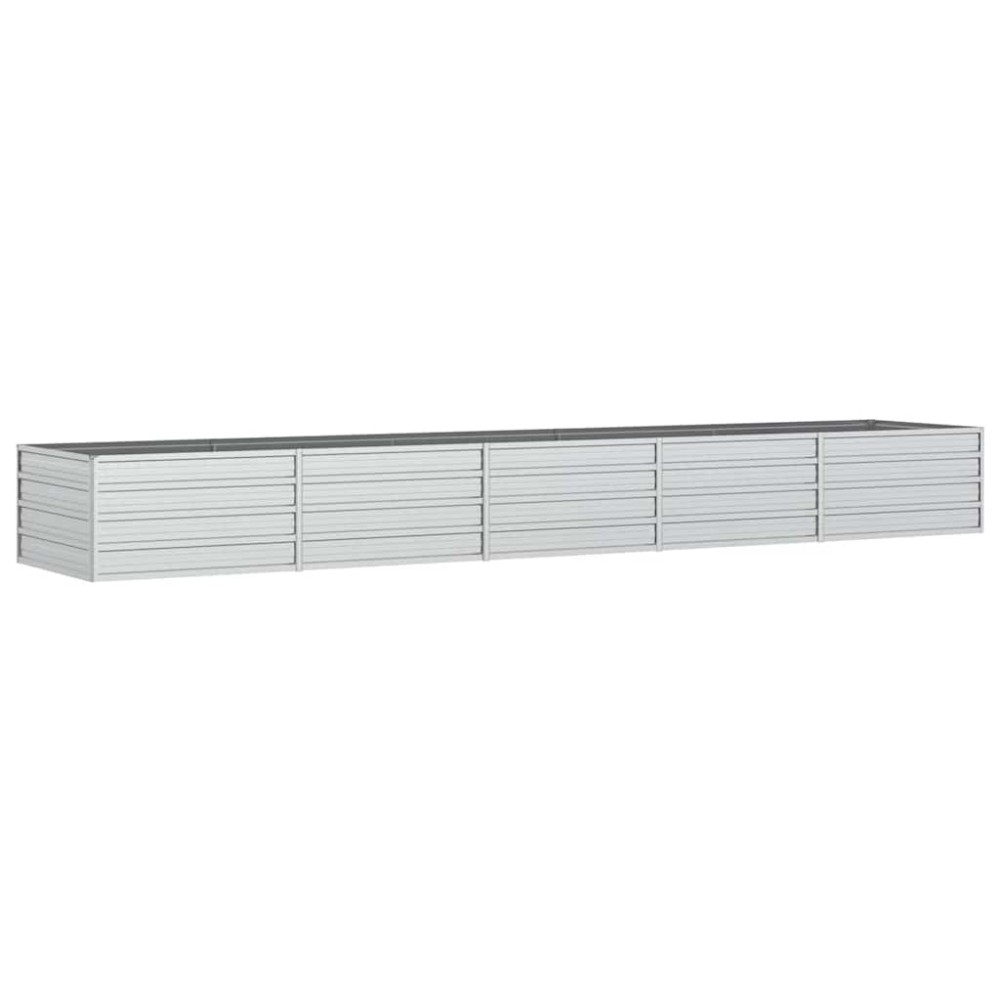 vidaXL Ζαρντινιέρα Υπερυψωμένη Ασημί 400x80x45 εκ. Γαλβανισμ. Χάλυβας