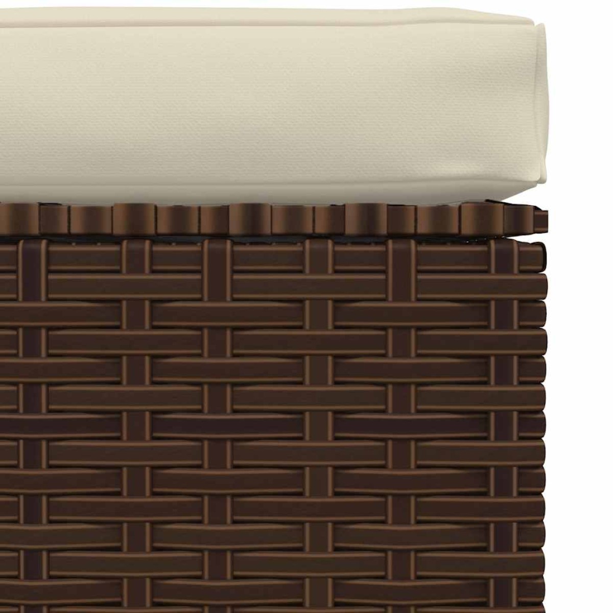 vidaXL Υποπόδιο Κήπου Καφέ από Συνθετικό 70x70x30 εκ Ρατάν με Μαξιλάρι