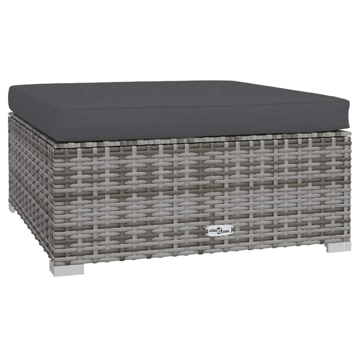 vidaXL Υποπόδιο Κήπου Γκρι 70x70x30 εκ. Συνθετικό Ρατάν με Μαξιλάρι