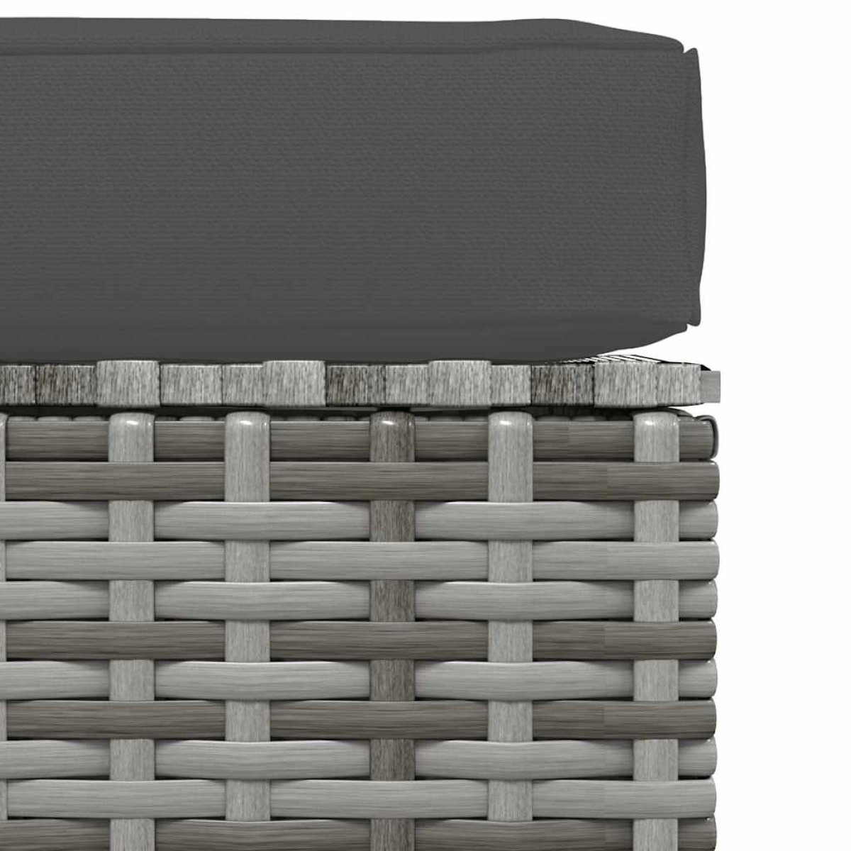 vidaXL Υποπόδιο Κήπου Γκρι 70x70x30 εκ. Συνθετικό Ρατάν με Μαξιλάρι
