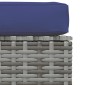 vidaXL Υποπόδιο Κήπου Γκρι 70x70x30 εκ. Συνθετικό Ρατάν με Μαξιλάρι