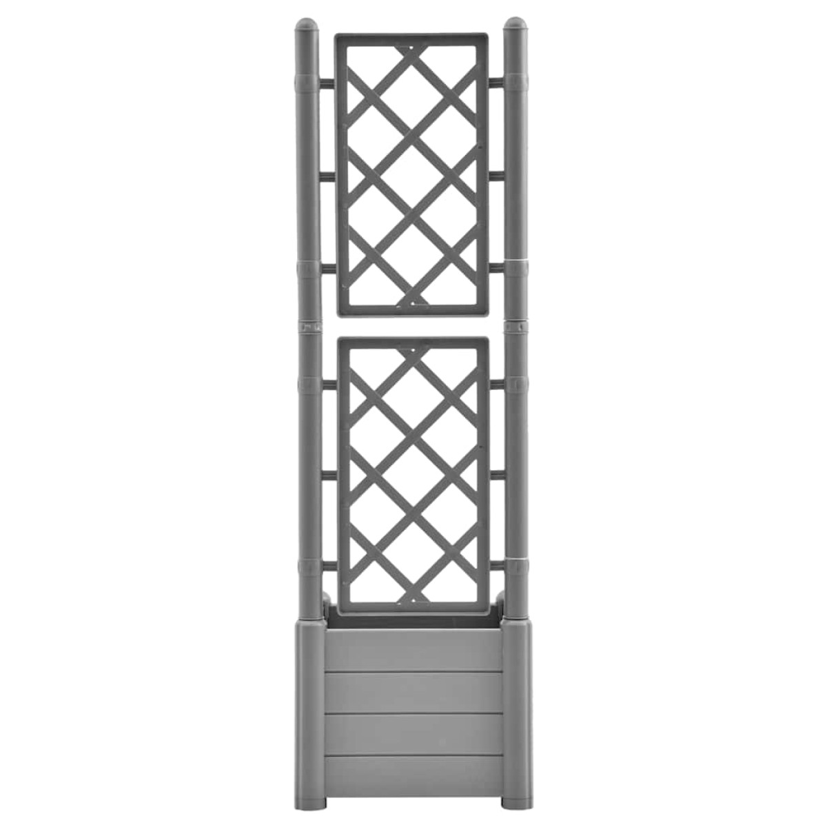 vidaXL Ζαρντινιέρα Κήπου με Καφασωτό Γκρι 43x43x142 εκ Πολυπροπυλένιο