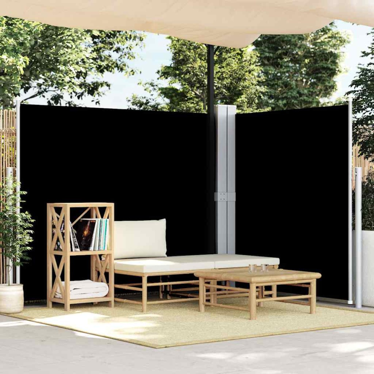 vidaXL Σκίαστρο Πλαϊνό Συρόμενο Μαύρο 180 x 600 εκ.