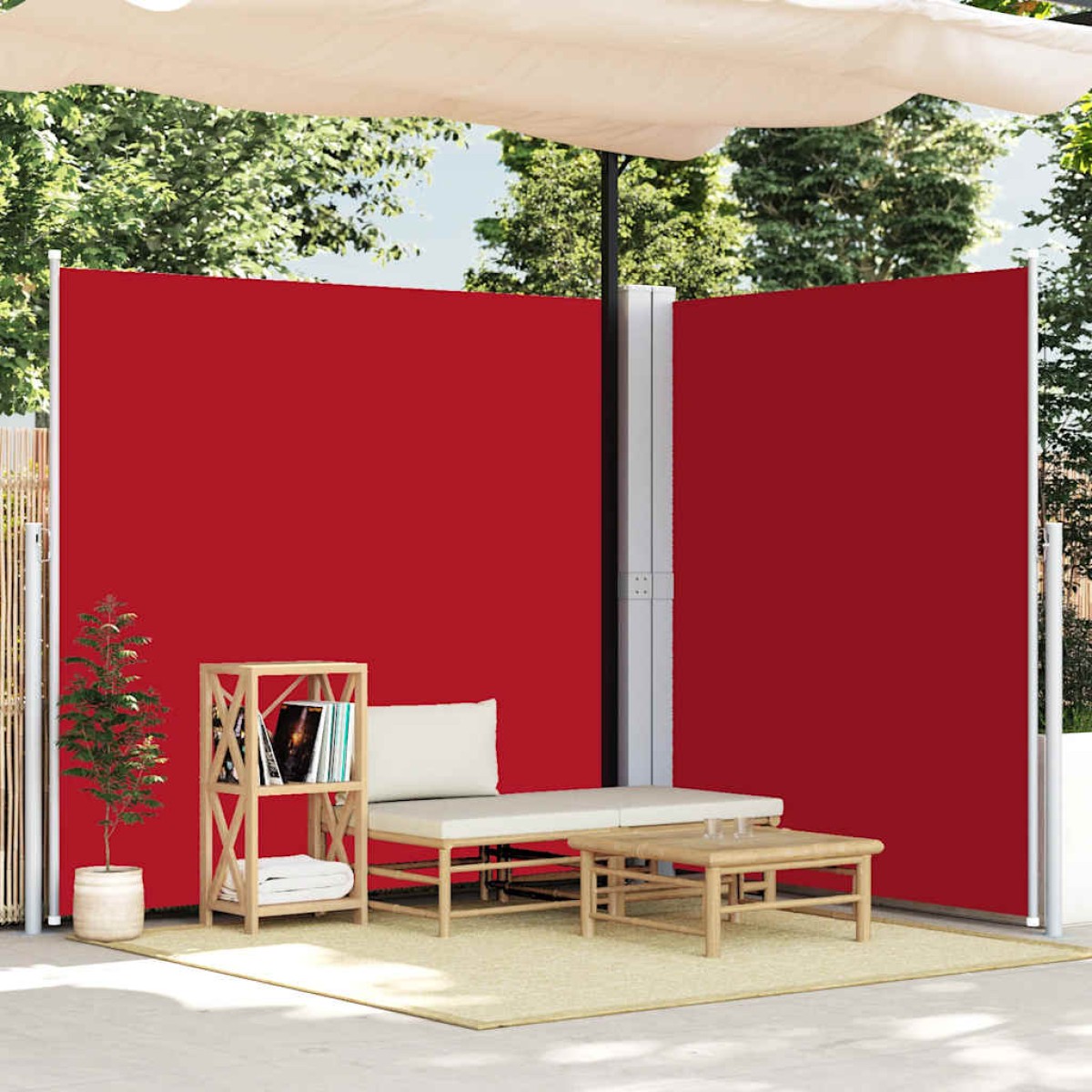 vidaXL Σκίαστρο Πλαϊνό Συρόμενο Κόκκινο 220 x 600 εκ.