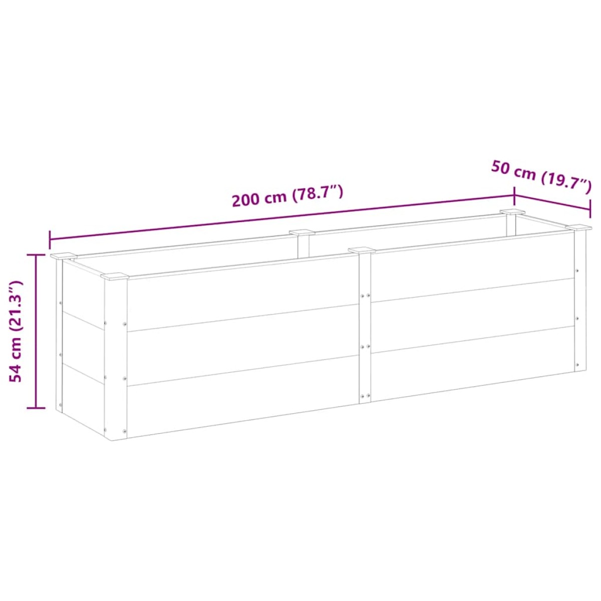 vidaXL Ζαρντινιέρα Υπερυψωμένη Γκρι 200 x 50 x 54 εκ. από WPC