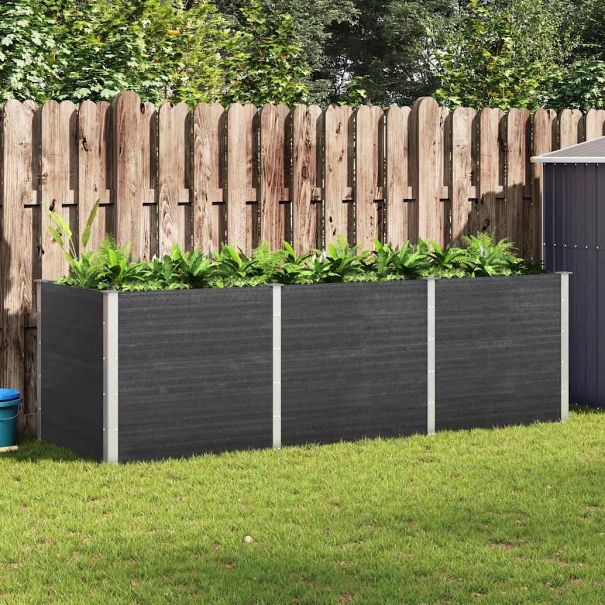 vidaXL Ζαρντινιέρα Υπερυψωμένη Γκρι 300 x 100 x 91 εκ. από WPC