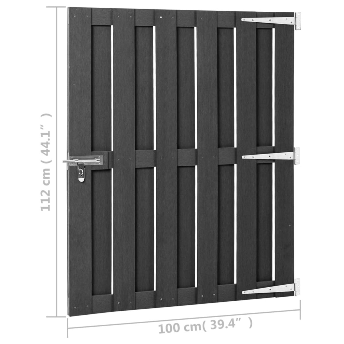 vidaXL Πόρτα Φράχτη Γκρι 100 x 112 εκ. από WPC