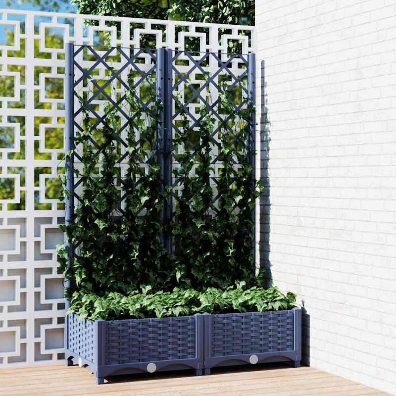 vidaXL Γλάστρα Κήπου με Πλέγμα Μπλε Γκρι 80x40x121,5 εκ. από Πολυπροπυλένιο