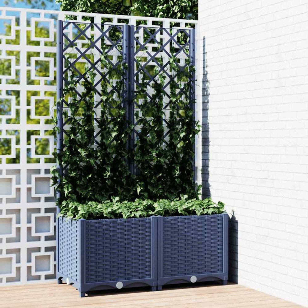 vidaXL Γλάστρα Κήπου με Πλέγμα Μπλε Γκρι 80x40x136 εκ. από Πολυπροπυλένιο
