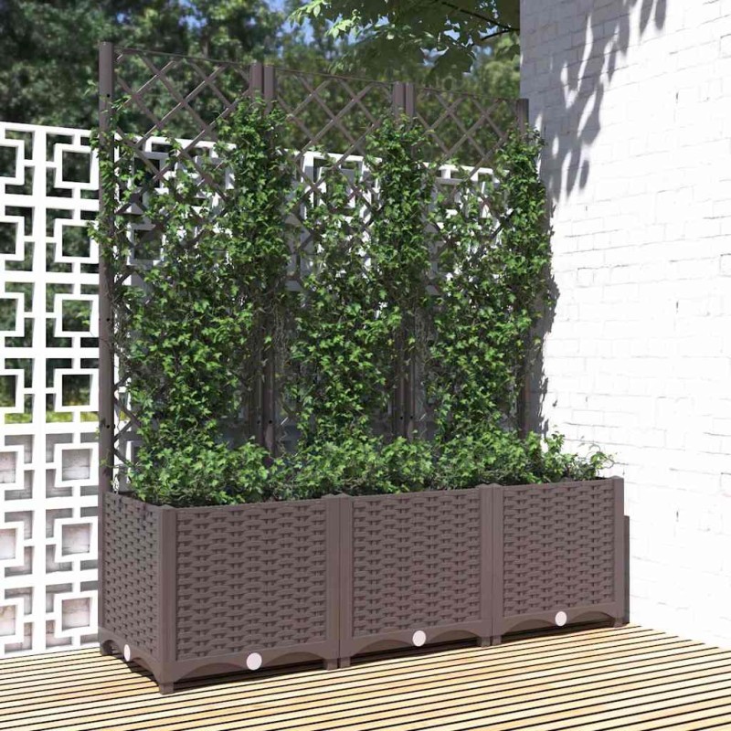vidaXL Γλάστρα Κήπου με Πλέγμα Καφέ 120x40x136 εκ. από Πολυπροπυλένιο