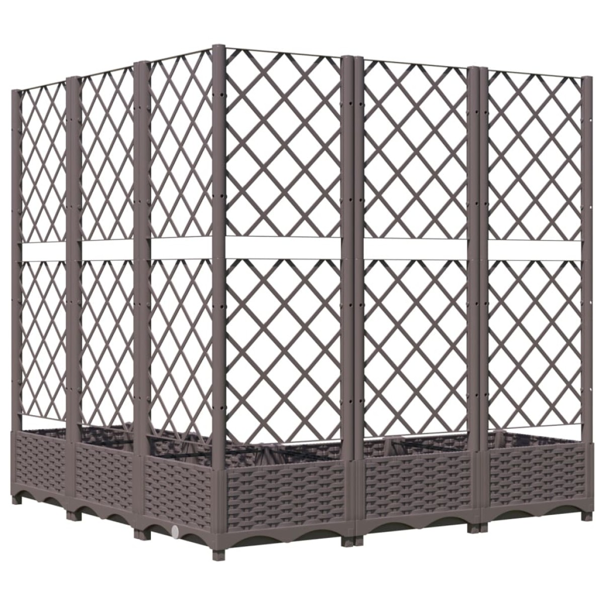 vidaXL Ζαρντινιέρα Κήπου με Καφασωτό Καφέ 120x120x121,5 εκ. από PP