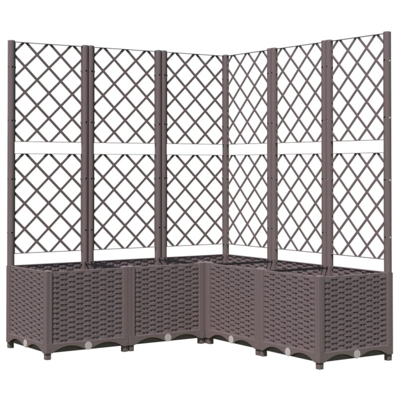 vidaXL Ζαρντινιέρα Κήπου με Καφασωτό Καφέ 120 x 120 x 136 εκ. από PP