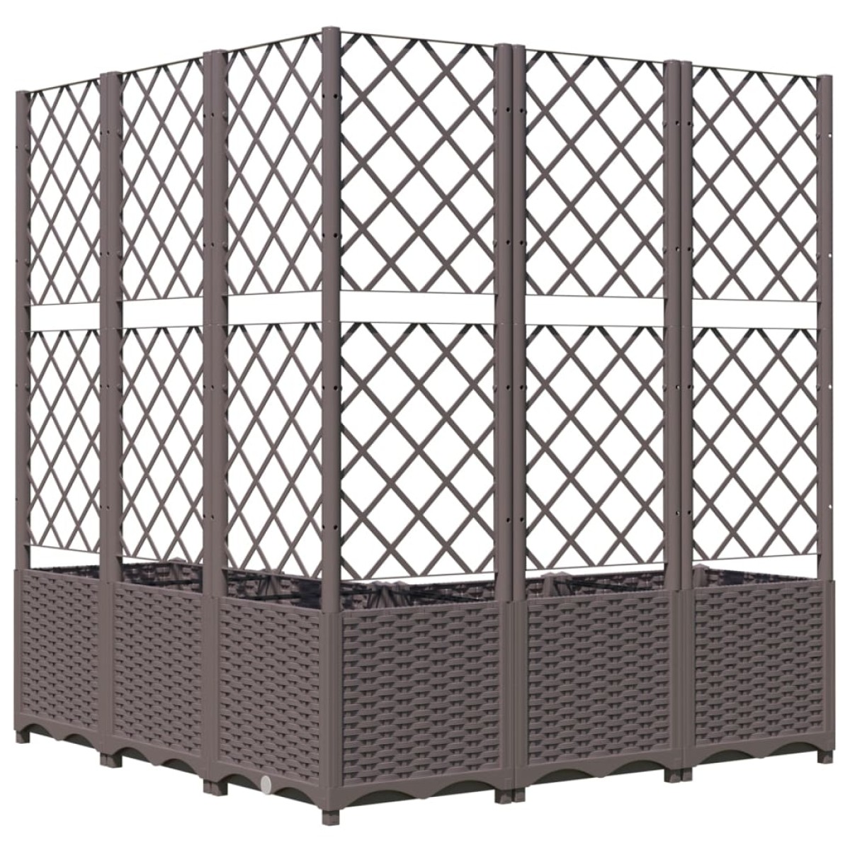 vidaXL Ζαρντινιέρα Κήπου με Καφασωτό Καφέ 120 x 120 x 136 εκ. από PP
