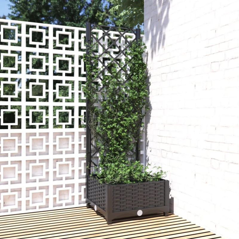 vidaXL Γλάστρα Κήπου με Πλέγμα Μαύρη 40x40x121,5 εκ. από Πολυπροπυλένιο
