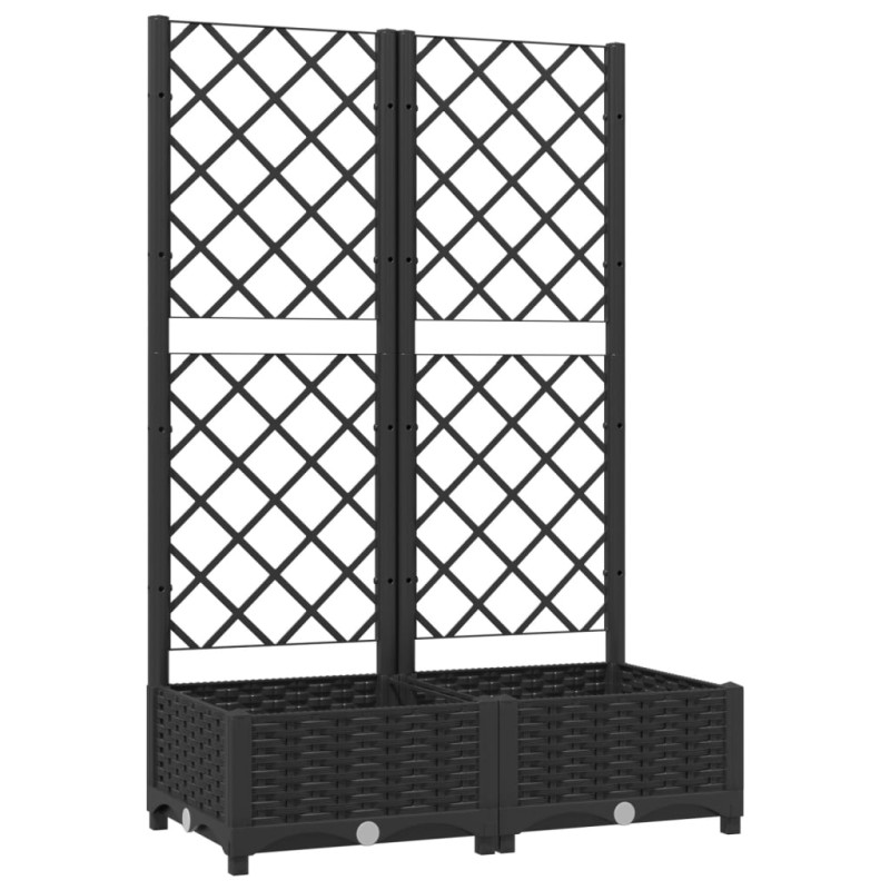 vidaXL Γλάστρα Κήπου με Πλέγμα Μαύρη 80x40x121,5 εκ. από Πολυπροπυλένιο