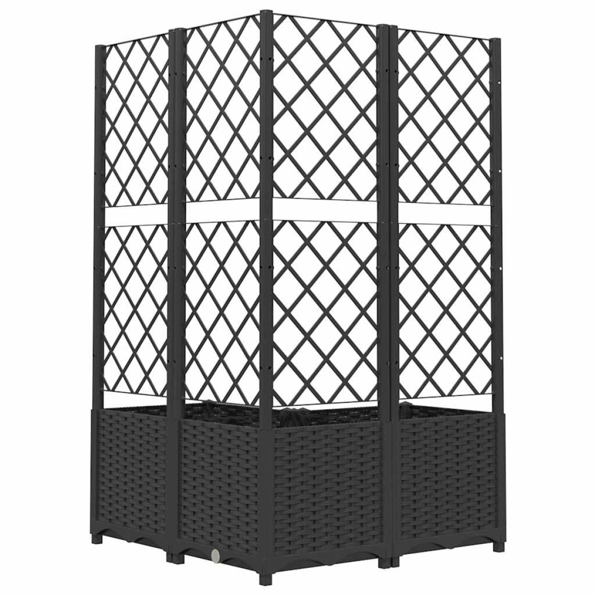 vidaXL Ζαρντινιέρα Κήπου με Καφασωτό Μαύρο 80 x 80 x 136 εκ. από PP