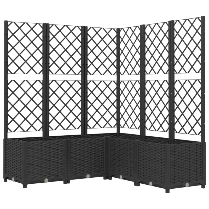 vidaXL Ζαρντινιέρα Κήπου με Καφασωτό Μαύρο 120 x 120 x 136 εκ. από PP