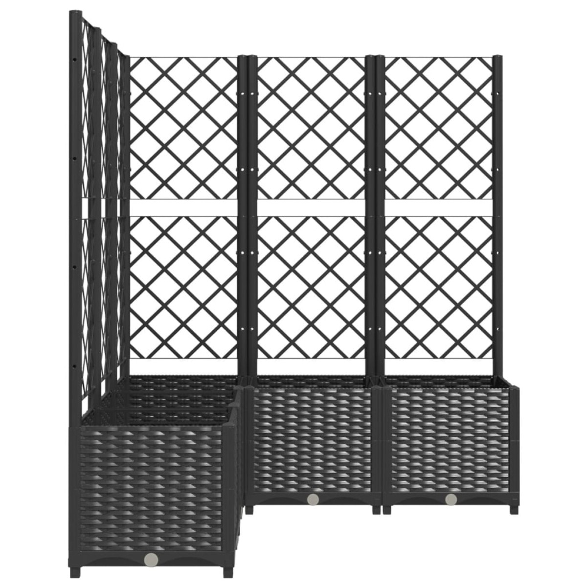 vidaXL Ζαρντινιέρα Κήπου με Καφασωτό Μαύρο 120 x 120 x 136 εκ. από PP