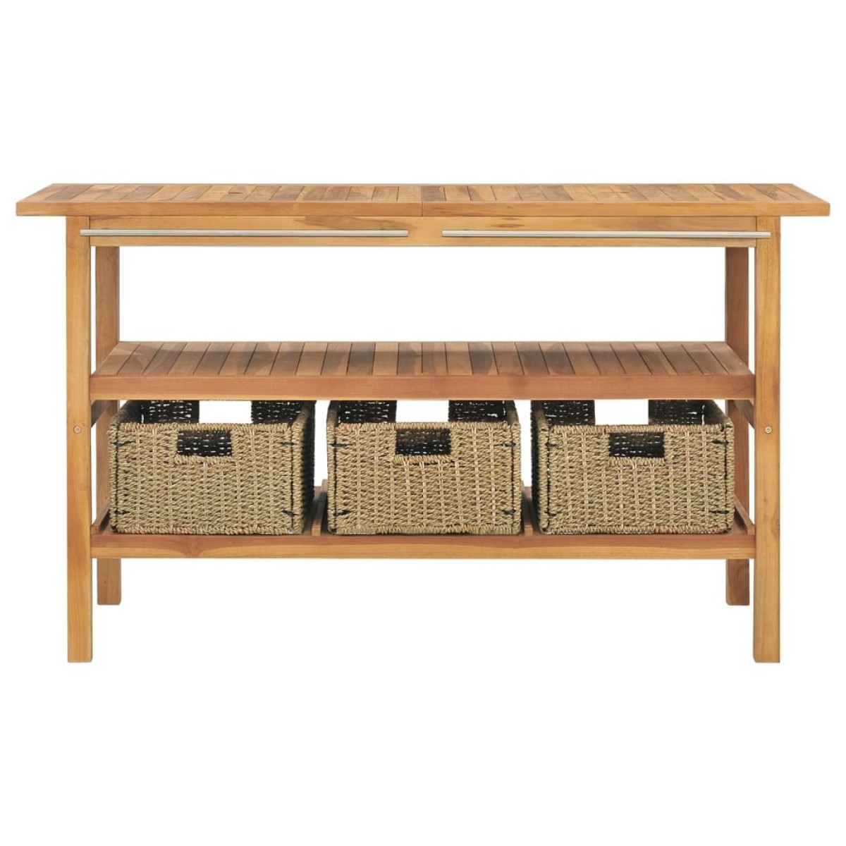 vidaXL Έπιπλο Μπάνιου 132x45x75 εκ. από Μασίφ Ξύλο Teak με 3 Καλάθια