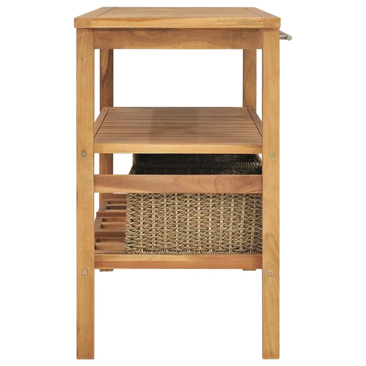 vidaXL Έπιπλο Μπάνιου 132x45x75 εκ. από Μασίφ Ξύλο Teak με 3 Καλάθια