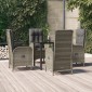 vidaXL Σετ Τραπεζαρίας Κήπου 5 τεμ Μαύρο&Γκρι Συνθ. Ρατάν με Μαξιλάρια
