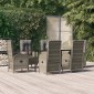 vidaXL Σετ Τραπεζαρίας Κήπου 7 τεμ Μαύρο&Γκρι Συνθ. Ρατάν με Μαξιλάρια