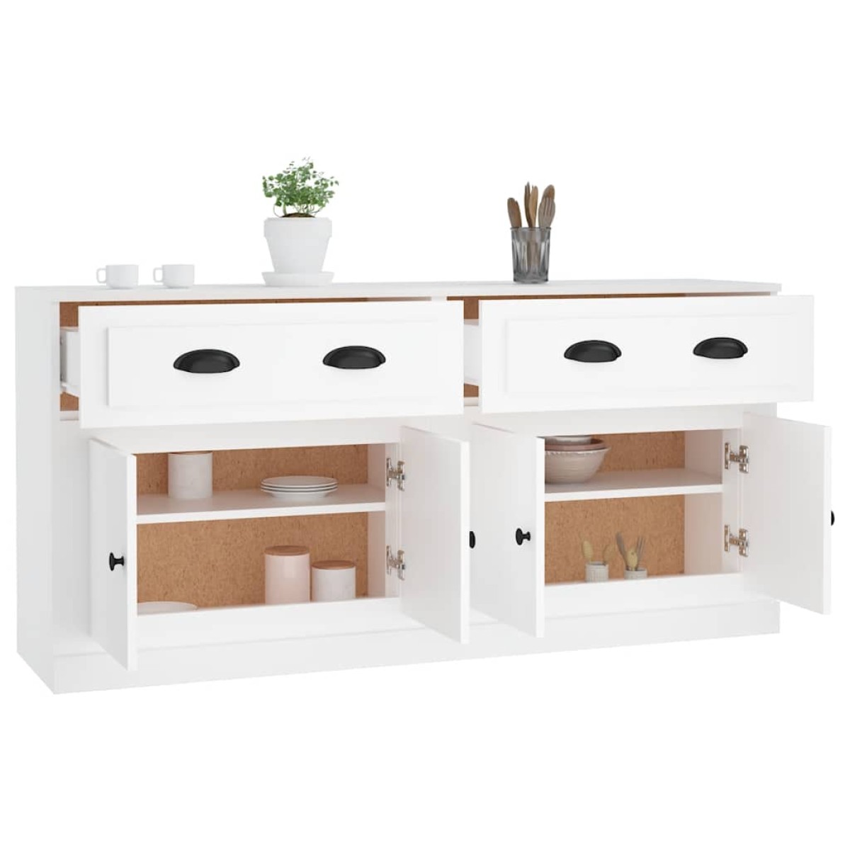 vidaXL Συρταριέρες 2 τεμ. Λευκές από Επεξεργασμένο Ξύλο
