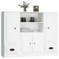 vidaXL Ντουλάπι 3 τεμ. Λευκό από Επεξεργασμένο Ξύλο