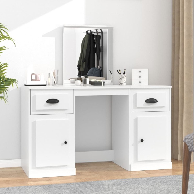 vidaXL Μπουντουάρ με Καθρέφτη Λευκό 130 x 50 x 132,5 εκ.