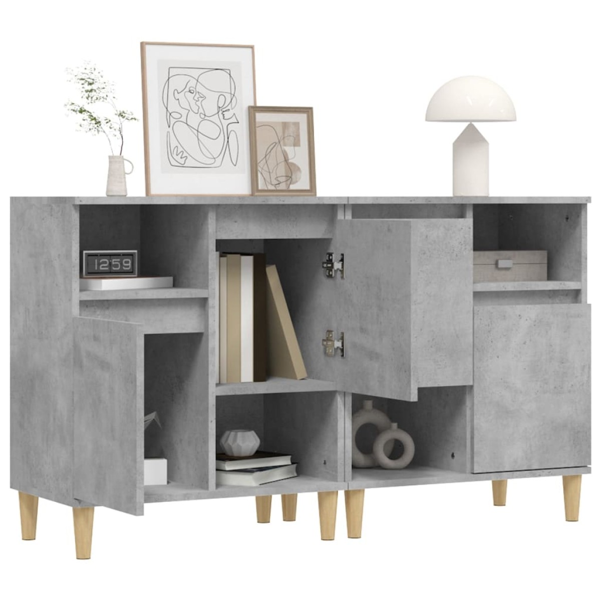 vidaXL Ντουλάπια 2 τεμ. Γκρι Σκυροδέματος 60x35x70 εκ. Επεξεργ. Ξύλο