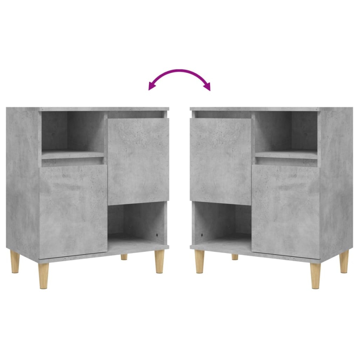 vidaXL Ντουλάπια 2 τεμ. Γκρι Σκυροδέματος 60x35x70 εκ. Επεξεργ. Ξύλο