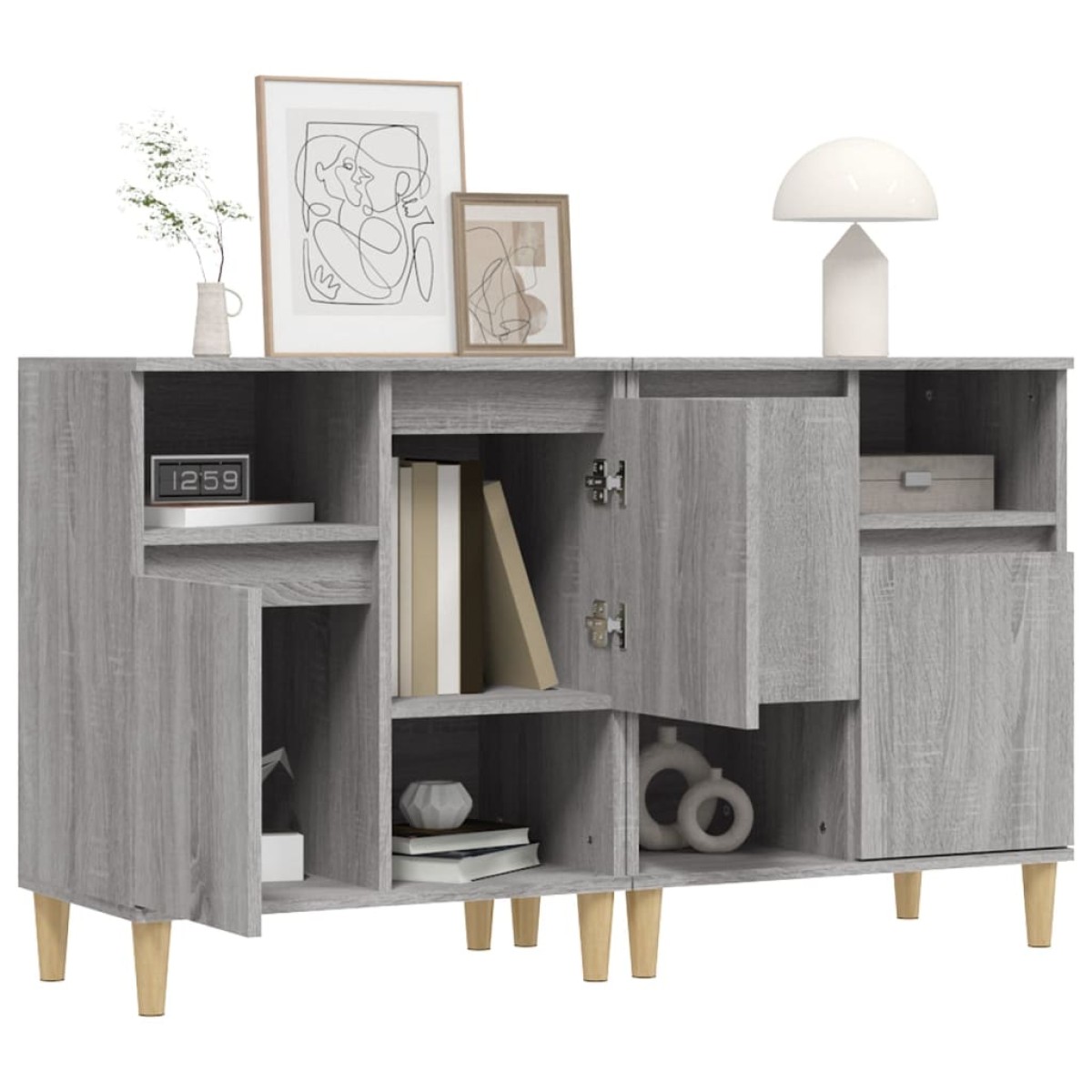 vidaXL Ντουλάπι 2 τεμ. Γκρι Sonoma 60x35x70 εκ. από Επεξεργασμένο Ξύλο