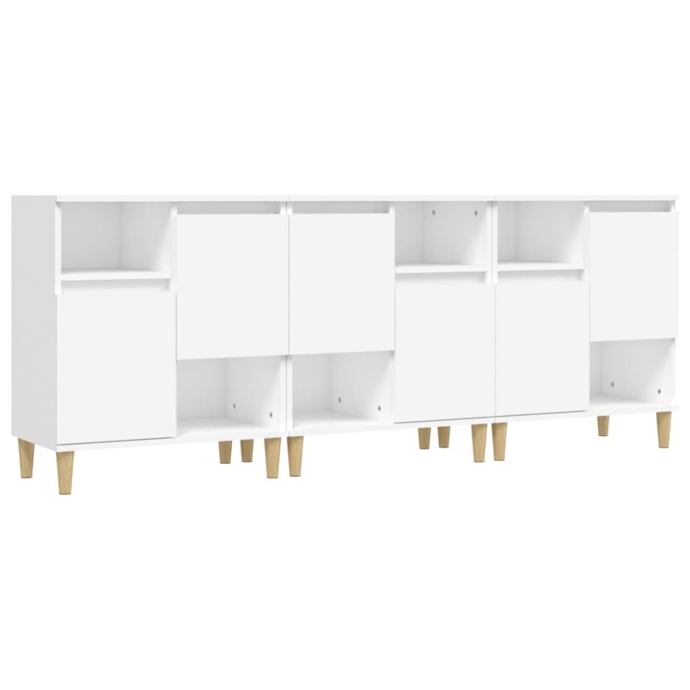 vidaXL Ντουλάπια 3 τεμ. Λευκό 60x35x70 εκ. Επεξεργασμένο Ξύλο