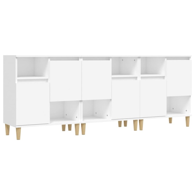 vidaXL Ντουλάπια 3 τεμ. Λευκό 60x35x70 εκ. Επεξεργασμένο Ξύλο