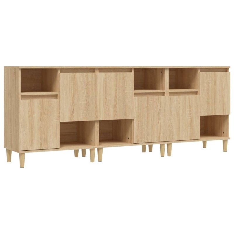 vidaXL Ντουλάπια 3 τεμ. Sonoma Δρυς 60x35x70 εκ. Επεξεργασμένο Ξύλο