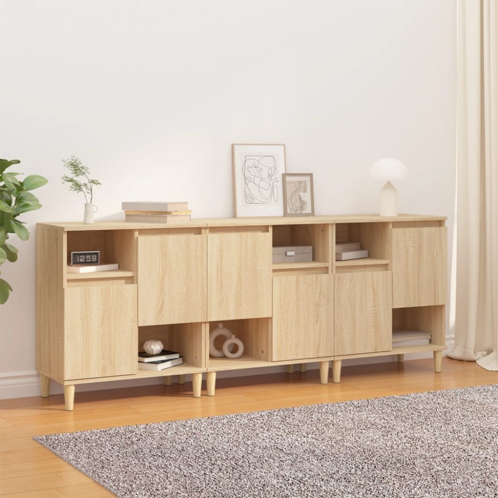 vidaXL Ντουλάπια 3 τεμ. Sonoma Δρυς 60x35x70 εκ. Επεξεργασμένο Ξύλο