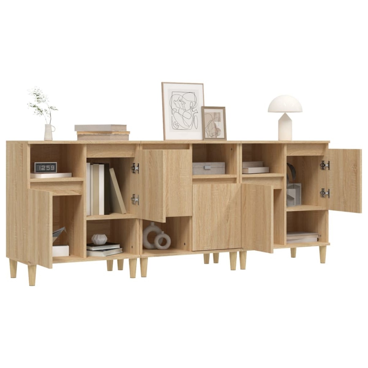 vidaXL Ντουλάπια 3 τεμ. Sonoma Δρυς 60x35x70 εκ. Επεξεργασμένο Ξύλο