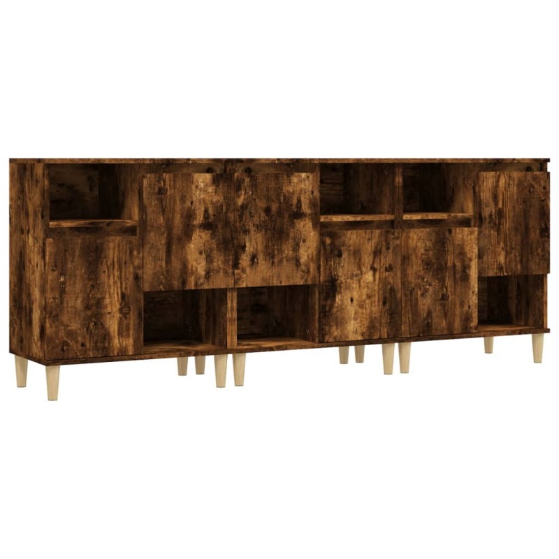 vidaXL Ντουλάπια 3 τεμ. Καπνιστή Δρυς 60x35x70 εκ. Επεξεργασμένο Ξύλο