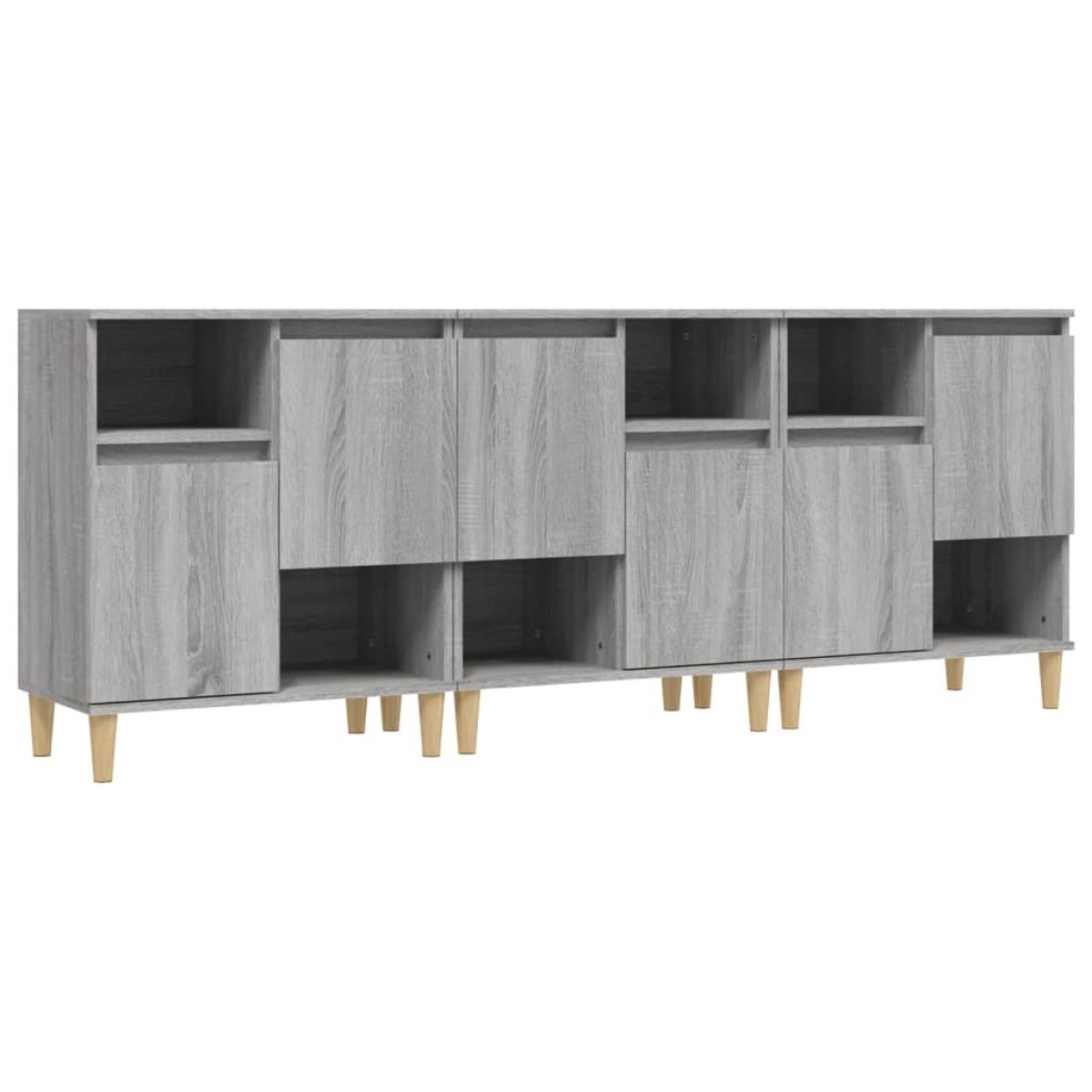 vidaXL Ντουλάπι 3 τεμ. Γκρι Sonoma 60x35x70 εκ. από Επεξεργασμένο Ξύλο