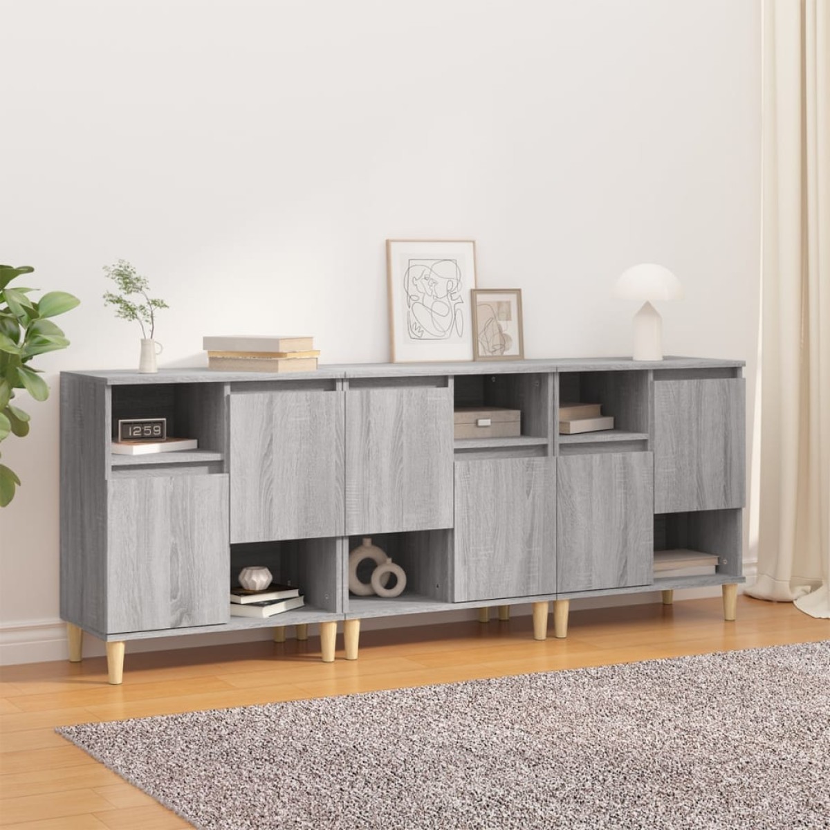 vidaXL Ντουλάπι 3 τεμ. Γκρι Sonoma 60x35x70 εκ. από Επεξεργασμένο Ξύλο