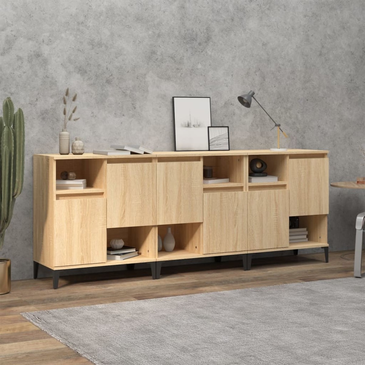 vidaXL Ντουλάπια 3 τεμ. Sonoma Δρυς 60x35x70 εκ. Επεξεργασμένο Ξύλο